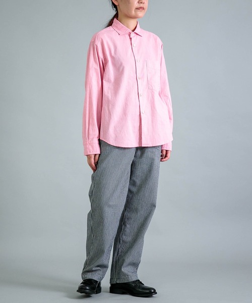 ブラウス シャツ 「OMNIGOD womens / オムニゴッド」 撚り杢シャンブレー スプレッドカラーマニッシュシャツ レディース OMNIGOD womens / オムニゴッド] 撚り杢シャンブレー スプレッド