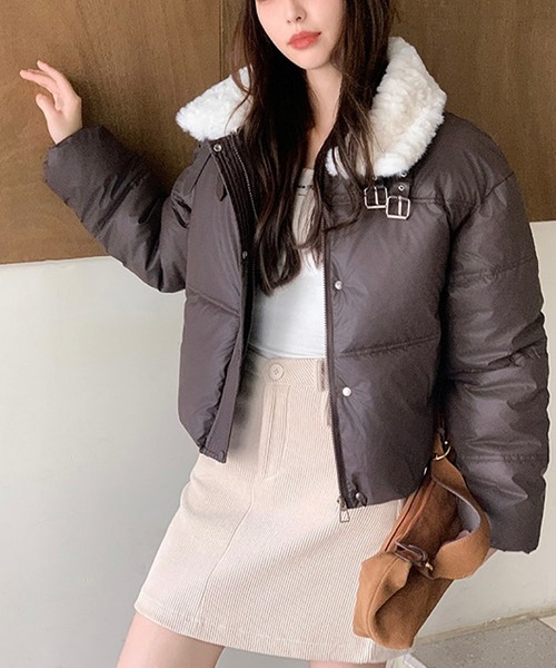 ボリュームクロップド ボアブルゾン レディース（ダウンジャケット