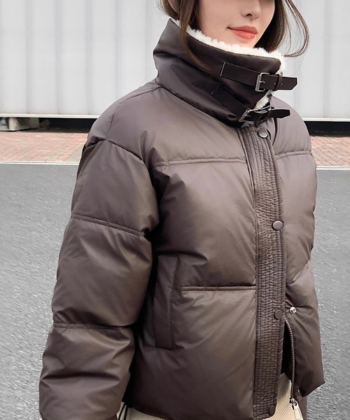 ボリュームクロップド ボアブルゾン レディース（ダウンジャケット