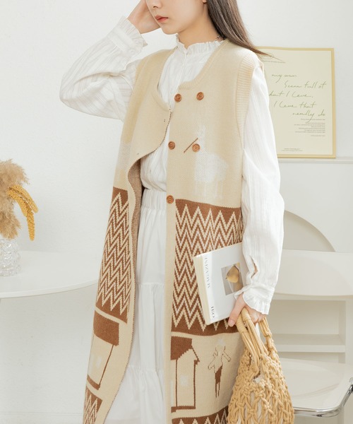 MAISON DE THERESE(メゾン ド テレーズ)の「ノースリーブロジャガードングニット(ニット/セーター・レディース・ブラック/ブラウン・FREE)」の13枚目の写真