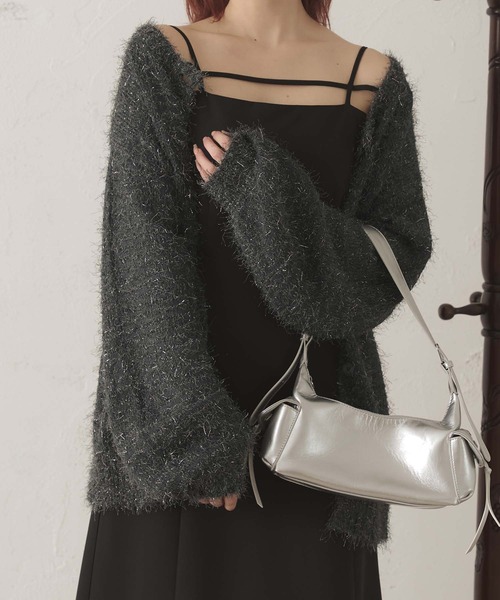Ambre Neige（アンブルネージュ）の「2way glitter shaggy knit cardigan / 2wayラメシャギーニットカーディガン（カーディガン/ボレロ・レディース・アイボリー/チャコールグレー/ボルドー・FREE）」の3枚目の写真