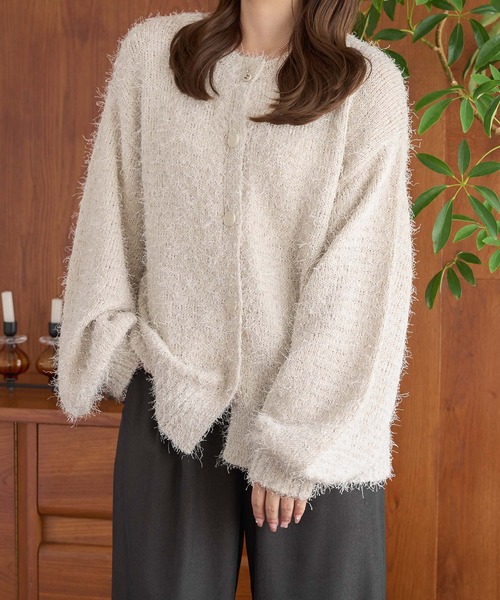 Ambre Neige（アンブルネージュ）の「2way glitter shaggy knit cardigan / 2wayラメシャギーニットカーディガン（カーディガン/ボレロ・レディース・アイボリー/チャコールグレー/ボルドー・FREE）」の16枚目の写真