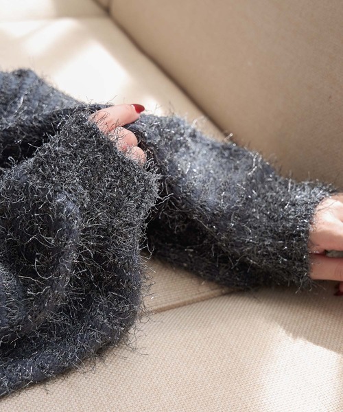 セール】2way glitter shaggy knit cardigan / 2wayラメシャギーニット