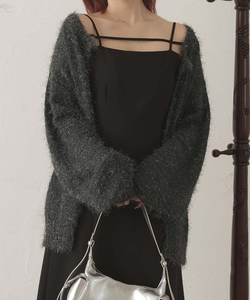 Ambre Neige（アンブルネージュ）の「2way glitter shaggy knit cardigan / 2wayラメシャギーニットカーディガン（カーディガン/ボレロ・レディース・アイボリー/チャコールグレー/ボルドー・FREE）」の5枚目の写真