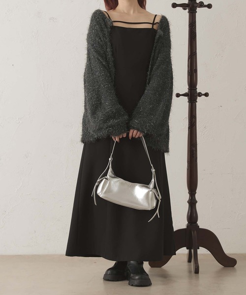 Ambre Neige（アンブルネージュ）の「2way glitter shaggy knit cardigan / 2wayラメシャギーニットカーディガン（カーディガン/ボレロ・レディース・アイボリー/チャコールグレー/ボルドー・FREE）」の6枚目の写真