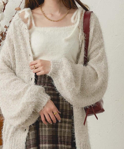 Ambre Neige（アンブルネージュ）の「2way glitter shaggy knit cardigan / 2wayラメシャギーニットカーディガン（カーディガン/ボレロ・レディース・アイボリー/チャコールグレー/ボルドー・FREE）」の13枚目の写真
