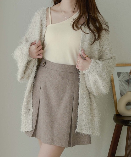 Ambre Neige（アンブルネージュ）の「2way glitter shaggy knit cardigan / 2wayラメシャギーニットカーディガン（カーディガン/ボレロ・レディース・アイボリー/チャコールグレー/ボルドー・FREE）」の8枚目の写真