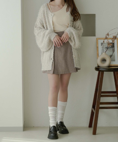 Ambre Neige（アンブルネージュ）の「2way glitter shaggy knit cardigan / 2wayラメシャギーニットカーディガン（カーディガン/ボレロ・レディース・アイボリー/チャコールグレー/ボルドー・FREE）」の11枚目の写真