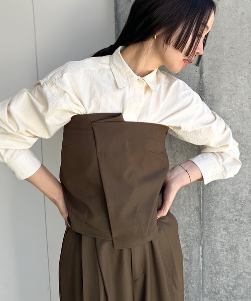 select MOCA by son（セレクトモカバイソン）の「フロントタックビスチェ（チューブトップ・レディース・ブラウン/ブラック/ベージュ・FREE）」の8枚目の写真