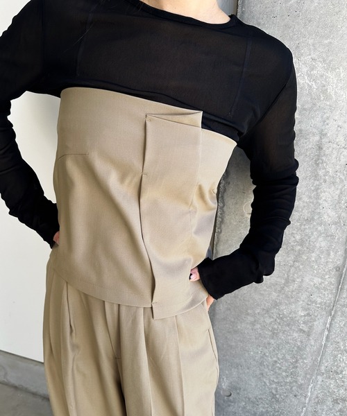 select MOCA by son（セレクトモカバイソン）の「フロントタックビスチェ（チューブトップ・レディース・ブラウン/ブラック/ベージュ・FREE）」の13枚目の写真