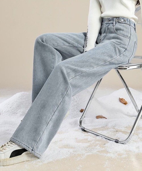 BLANC FICELLE(ブランフィセル)の「インナーファー デニム パンツ(デニムパンツ・レディース・ブラック/ブルー/インディゴブルー・S/M/L/XL/XXL/2XL)」の3枚目の写真