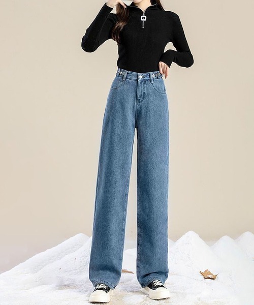BLANC FICELLE(ブランフィセル)の「インナーファー デニム パンツ(デニムパンツ・レディース・ブラック/ブルー/インディゴブルー・S/M/L/XL/XXL/2XL)」の14枚目の写真