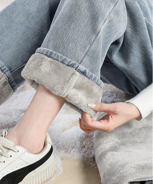 BLANC FICELLE(ブランフィセル)の「インナーファー デニム パンツ(デニムパンツ・レディース・ブラック/ブルー/インディゴブルー・S/M/L/XL/XXL/2XL)」の16枚目の写真