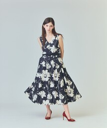 GRACE CLASS | バイカラーボタニカルドレス(ワンピース)