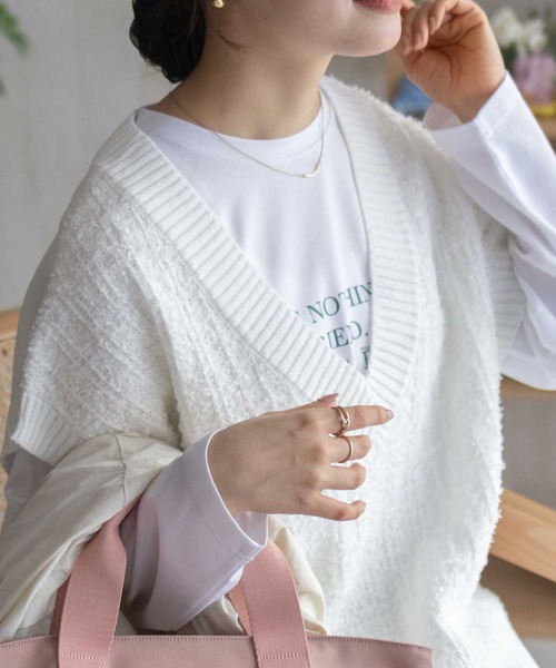 HusHusH（ハッシュアッシュ）の「HusHusH ニットベスト（ベスト・レディース・オフホワイト/ベージュ・L/M）」の5枚目の写真