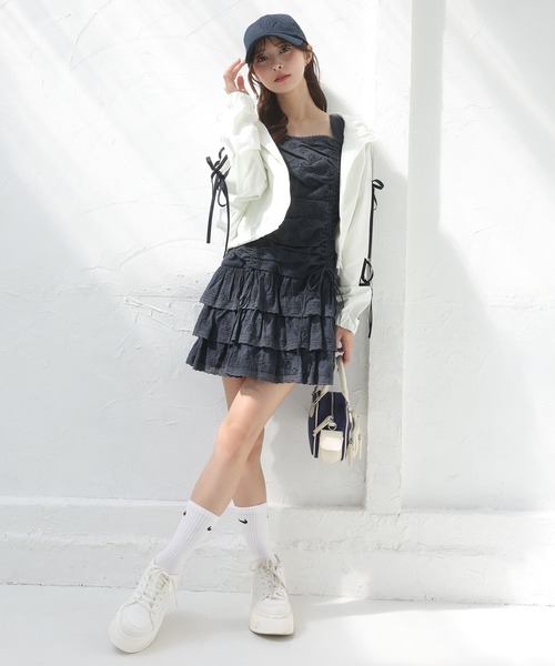 リボンミニワンピース one after another NICE CLAUP リボン付きミニワンピース | one after another NICE CLAUP(ワン