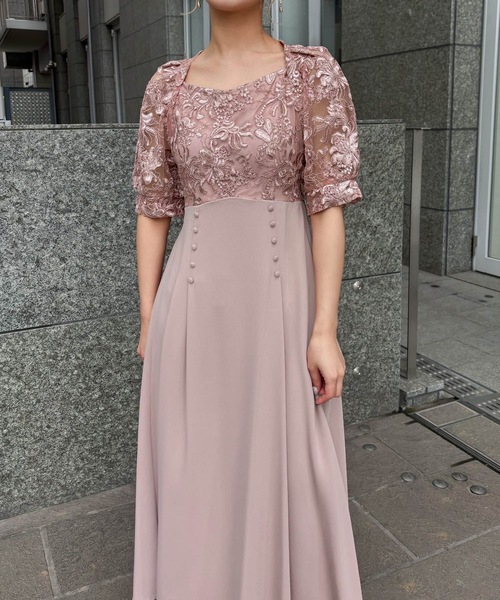 aity（アイティ）の「刺繍レース切り替えフレアドレス 結婚式 二次会 成人式 同窓会 パーティードレス オケージョンドレス お呼ばれワンピース（ドレス・レディース・グレイッシュブルー/ダークカーキ/ピンク系その他/パープル系その他/グリーン系その他/ブラック・38(M)）」の6枚目の写真