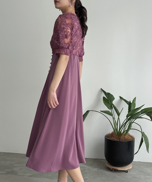aity（アイティ）の「刺繍レース切り替えフレアドレス 結婚式 二次会 成人式 同窓会 パーティードレス オケージョンドレス お呼ばれワンピース（ドレス・レディース・グレイッシュブルー/ダークカーキ/ピンク系その他/パープル系その他/グリーン系その他/ブラック・38(M)）」の9枚目の写真