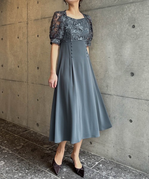 aity（アイティ）の「刺繍レース切り替えフレアドレス 結婚式 二次会 成人式 同窓会 パーティードレス オケージョンドレス お呼ばれワンピース（ドレス・レディース・グレイッシュブルー/ダークカーキ/ピンク系その他/パープル系その他/グリーン系その他/ブラック・38(M)）」の14枚目の写真