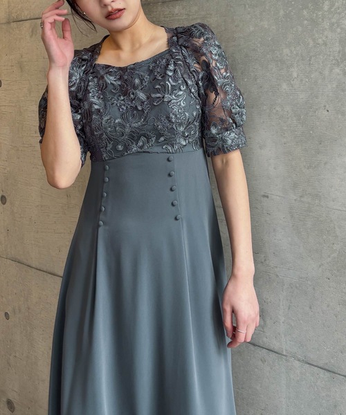aity（アイティ）の「刺繍レース切り替えフレアドレス 結婚式 二次会 成人式 同窓会 パーティードレス オケージョンドレス お呼ばれワンピース（ドレス・レディース・グレイッシュブルー/ダークカーキ/ピンク系その他/パープル系その他/グリーン系その他/ブラック・38(M)）」の15枚目の写真
