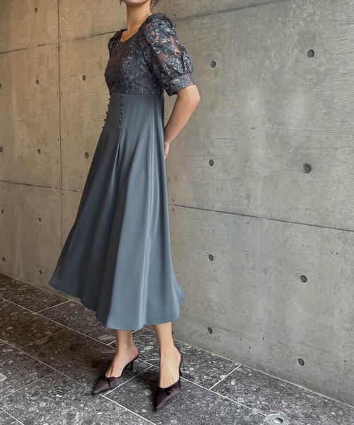 aity（アイティ）の「刺繍レース切り替えフレアドレス 結婚式 二次会 成人式 同窓会 パーティードレス オケージョンドレス お呼ばれワンピース（ドレス・レディース・グレイッシュブルー/ダークカーキ/ピンク系その他/パープル系その他/グリーン系その他/ブラック・38(M)）」の16枚目の写真
