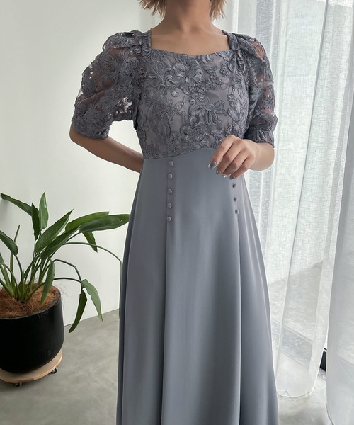 aity（アイティ）の「刺繍レース切り替えフレアドレス 結婚式 二次会 成人式 同窓会 パーティードレス オケージョンドレス お呼ばれワンピース（ドレス・レディース・グレイッシュブルー/ダークカーキ/ピンク系その他/パープル系その他/グリーン系その他/ブラック・38(M)）」の10枚目の写真