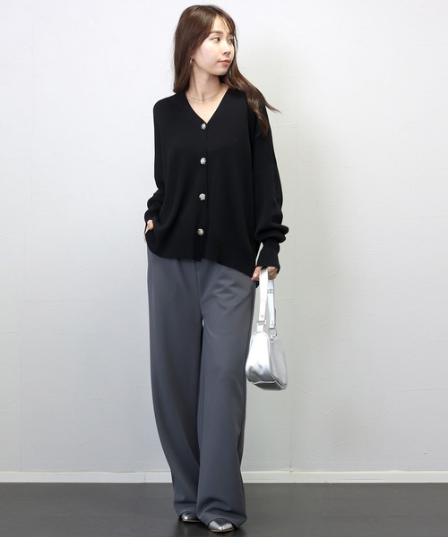 Aletta vita(アレッタビータ)の「リネンライクVネック2WAYカーディガン(カーディガン/ボレロ・レディース・ブラック/ライトブルー/ベージュ・FREE)」の5枚目の写真