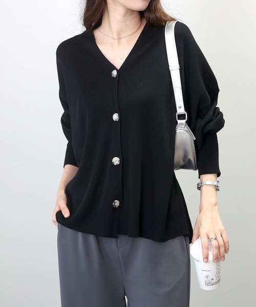 Aletta vita(アレッタビータ)の「リネンライクVネック2WAYカーディガン(カーディガン/ボレロ・レディース・ブラック/ライトブルー/ベージュ・FREE)」の7枚目の写真