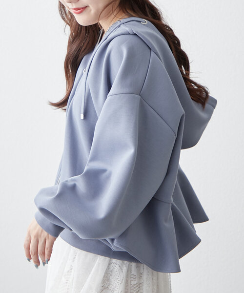 Another Branch olive des olive（アナザーブランチオリーブデオリーブ）の「【2025 Spring/Summer】ダンボールZIPパーカー（カーディガン/ボレロ・レディース・オフホワイト/ブルー/スミクロ/オートミール・FREE）」の4枚目の写真