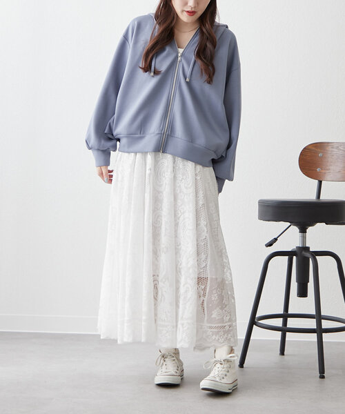 Another Branch olive des olive（アナザーブランチオリーブデオリーブ）の「【2025 Spring/Summer】ダンボールZIPパーカー（カーディガン/ボレロ・レディース・オフホワイト/ブルー/スミクロ/オートミール・FREE）」の15枚目の写真