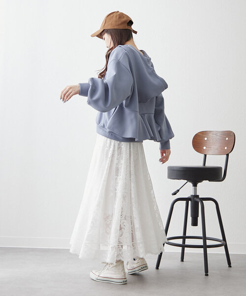 Another Branch olive des olive（アナザーブランチオリーブデオリーブ）の「【2025 Spring/Summer】ダンボールZIPパーカー（カーディガン/ボレロ・レディース・オフホワイト/ブルー/スミクロ/オートミール・FREE）」の21枚目の写真