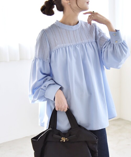 quaranciel:〈手洗い可能〉ラッセル レース フィブリル ブラウス