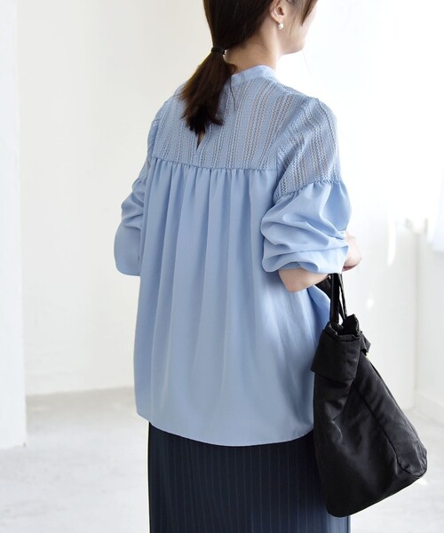 quaranciel:〈手洗い可能〉ラッセル レース フィブリル ブラウス