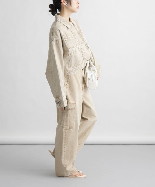 KBF(ケイビーエフ)の「WIDEデニムジャケット(デニムジャケット・レディース・ブルー/ベージュ・ONE)」の8枚目の写真