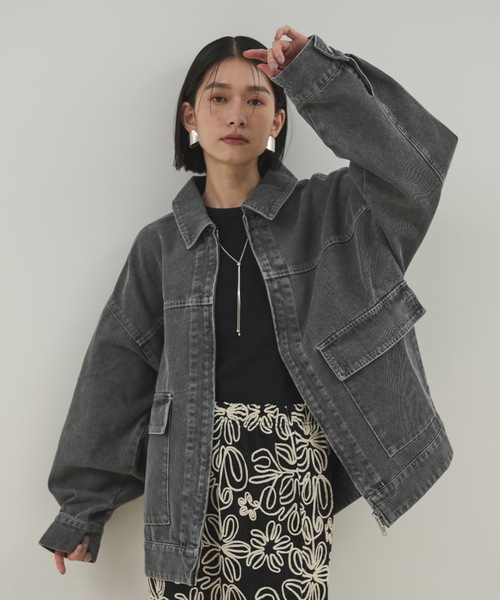 Shelly island(シェリーアイランド)の「ダブルZIPデニムブルゾン(デニムジャケット・レディース・ブルー/ブラック・FREE)」の1枚目の写真