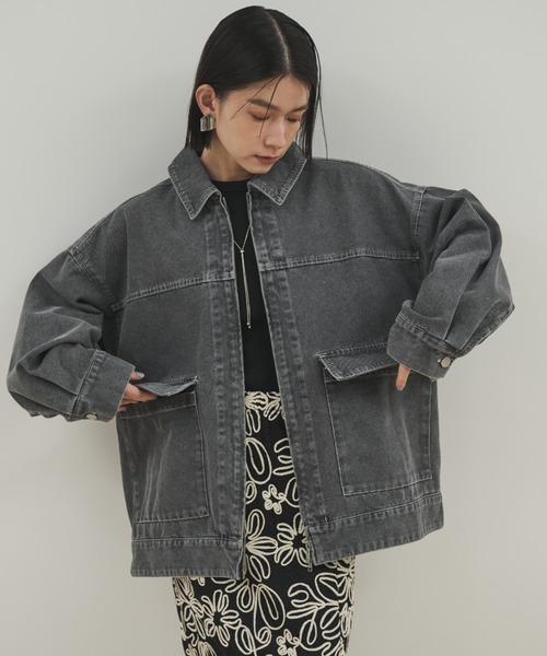 Shelly island(シェリーアイランド)の「ダブルZIPデニムブルゾン(デニムジャケット・レディース・ブルー/ブラック・FREE)」の3枚目の写真