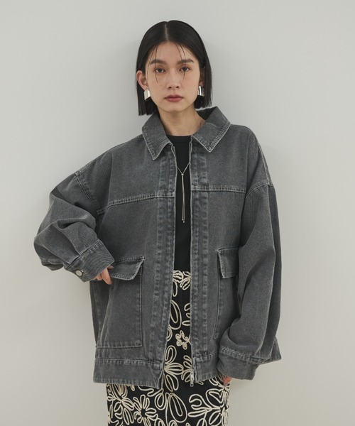 Shelly island(シェリーアイランド)の「ダブルZIPデニムブルゾン(デニムジャケット・レディース・ブルー/ブラック・FREE)」の5枚目の写真