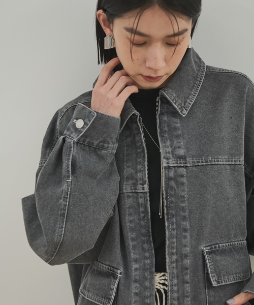 Shelly island(シェリーアイランド)の「ダブルZIPデニムブルゾン(デニムジャケット・レディース・ブルー/ブラック・FREE)」の9枚目の写真