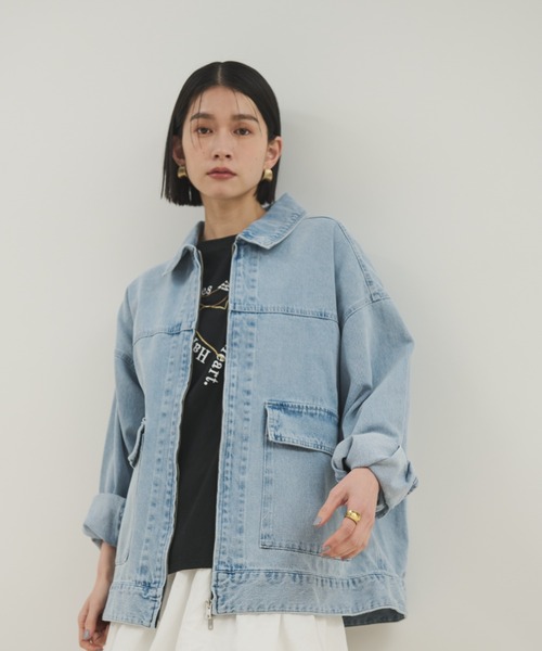 Shelly island(シェリーアイランド)の「ダブルZIPデニムブルゾン(デニムジャケット・レディース・ブルー/ブラック・FREE)」の15枚目の写真