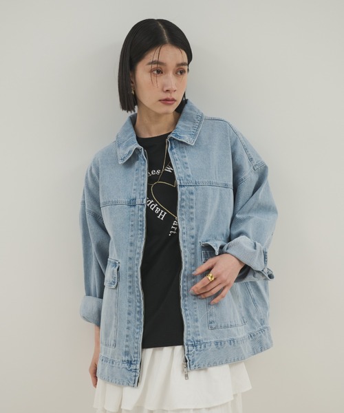 Shelly island(シェリーアイランド)の「ダブルZIPデニムブルゾン(デニムジャケット・レディース・ブルー/ブラック・FREE)」の16枚目の写真