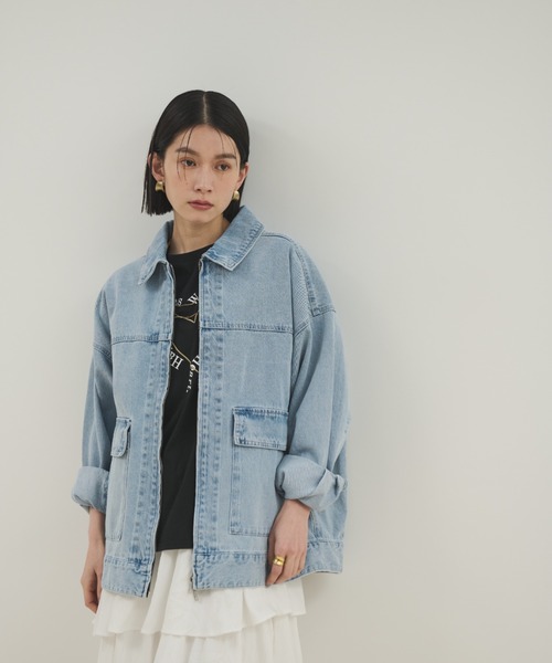 Shelly island(シェリーアイランド)の「ダブルZIPデニムブルゾン(デニムジャケット・レディース・ブルー/ブラック・FREE)」の17枚目の写真