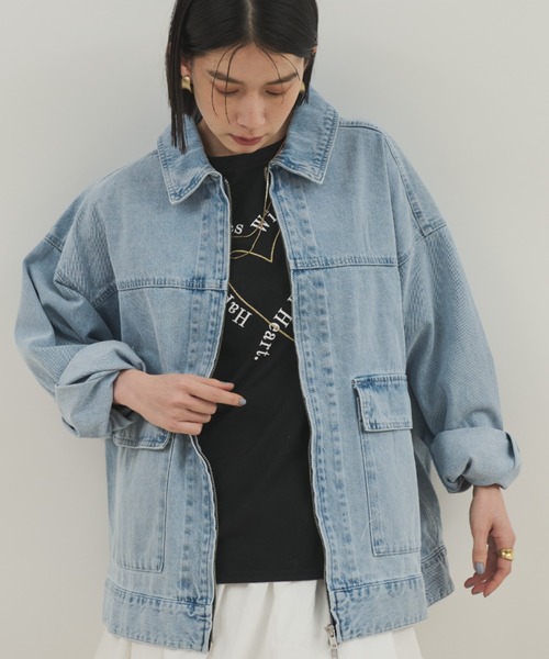 Shelly island(シェリーアイランド)の「ダブルZIPデニムブルゾン(デニムジャケット・レディース・ブルー/ブラック・FREE)」の19枚目の写真