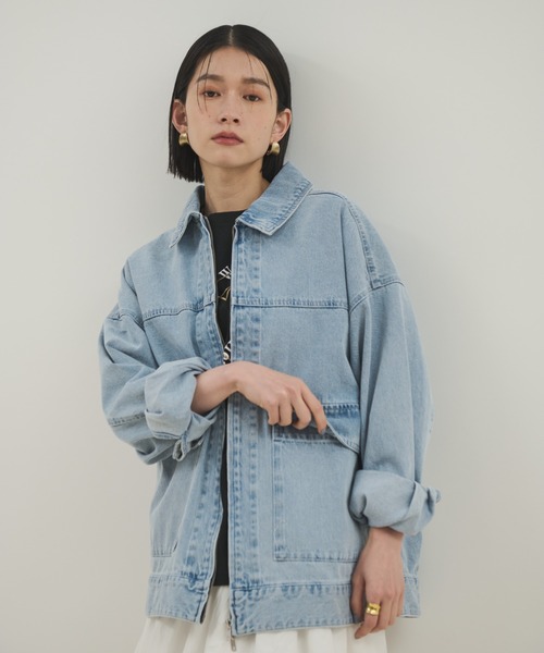 Shelly island(シェリーアイランド)の「ダブルZIPデニムブルゾン(デニムジャケット・レディース・ブルー/ブラック・FREE)」の14枚目の写真