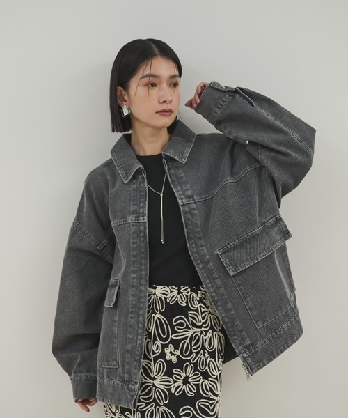 Shelly island(シェリーアイランド)の「ダブルZIPデニムブルゾン(デニムジャケット・レディース・ブルー/ブラック・FREE)」の4枚目の写真