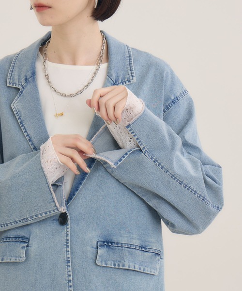 Paradise Picnic（パラダイスピクニック）の「SUGAR ROSE　ビンテージデニムジャケット（デニムジャケット・レディース・ブルー/ネイビー・FREE）」の18枚目の写真