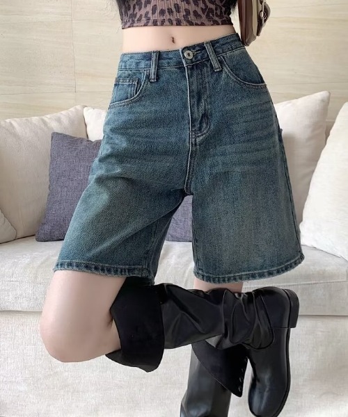 SHEPP(シープ)の「デニムハーフパンツ バミューダパンツ(デニムパンツ・レディース・ライトブルー/ブルー・M/L)」の10枚目の写真
