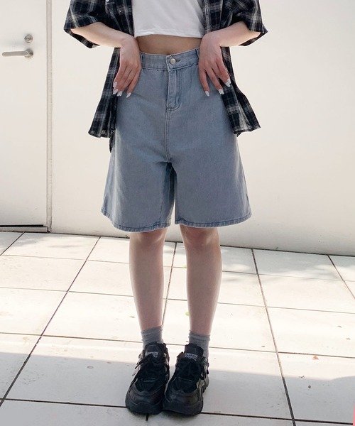 SHEPP(シープ)の「デニムハーフパンツ バミューダパンツ(デニムパンツ・レディース・ライトブルー/ブルー・M/L)」の21枚目の写真