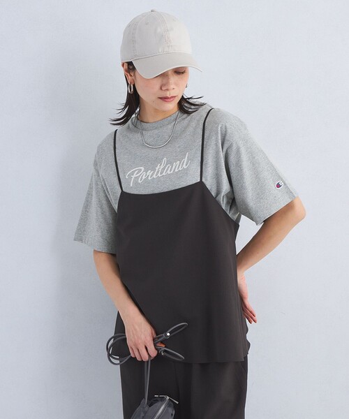 Champion（チャンピオン）の「【別注】＜Champion＞プリント Tシャツ（Tシャツ/カットソー・レディース・パープル/ブラック/ナチュラル/グレー/オフホワイト/ライム・FREE）」の4枚目の写真