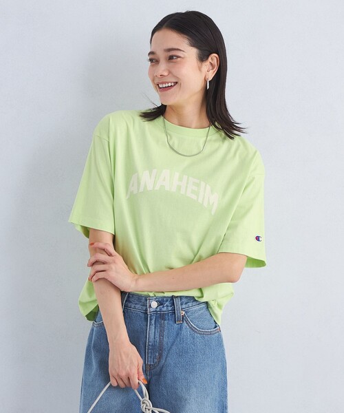 Champion（チャンピオン）の「【別注】＜Champion＞プリント Tシャツ（Tシャツ/カットソー・レディース・パープル/ブラック/ナチュラル/グレー/オフホワイト/ライム・FREE）」の6枚目の写真