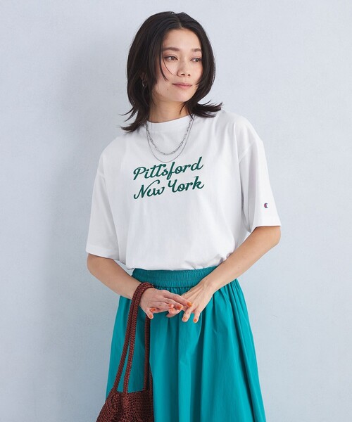 Champion（チャンピオン）の「【別注】＜Champion＞プリント Tシャツ（Tシャツ/カットソー・レディース・パープル/ブラック/ナチュラル/グレー/オフホワイト/ライム・FREE）」の12枚目の写真